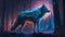 Mystic Fluorescent Fantasy: The Magical Wolf. Generative AI