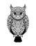 Mystic Graphic Ink tattoo Wild Wise Vector Owl on a White Backg