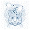 Mystic magic cat. Portrait face head hand drawn vintage style.Line art ink painting.Graphic design tatoo