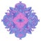 Mystic mandala - seeing eye in floral frame, pink and blue, violet colored