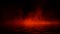 Mystic red fire smoke on abstract background. Paranormal chemistry fog with reflection on the shore