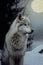 Mystic Solitude: A Wolf\\\'s Profile in the Snowy Moonlight