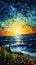 Mystic Summer Nights: A Mesmerizing Impasto Ocean Painting