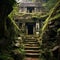 Mystical Abandonment: Overgrown Inka Tomb in Daylight