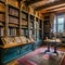 Mystical Alchemists Den: A study room with old books, antique maps, and mystical artifacts inspired by alchemy and magic1, Gener