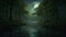 Mystical allure of a moonlit forest