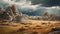 Mystical Badlands A Photo-realistic Landscape With Sharp Boulders And Storm Clouds