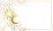 Mystical banner with copy space, golden sun and moon with stars on white background, card for astrology, banner for