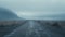 Mystical Black Dirt Road In Icelandic Desert