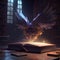 Mystical book with wings flying out of the pages. 3D rendering