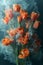 Mystical Bouquet of Vibrant Orange Tulips Enveloped in Ethereal Smoke