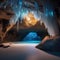 A mystical cave with glowing crystals and mysterious shadows, hinting at hidden treasures and ancient secrets5