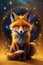 Mystical Celestial Fox with celestial background