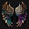 Mystical colorful smooth angel wings set