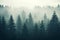 Mystical Dawn: Foggy Forest Landscape Captured in Hipster Style