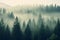 Mystical Dawn: Foggy Forest Landscape Captured in Hipster Style