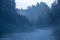 Mystical Dawn: Serene Summer Sunrise Painting the River in Cool Hues