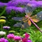 A mystical dragonfly with the body of a unicorn, darting through a magical garden filled with blooming flowers2, Generative AI