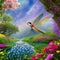 A mystical dragonfly with the body of a unicorn, darting through a magical garden filled with blooming flowers4, Generative AI