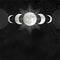 Mystical drawing: Triple moon pagan Wicca  symbol, full moon, phases of the moon.