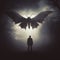 Mystical Encounter: Mothman\\\'s Eerie Flight Through the Enshrouding Fog