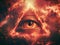 Mystical Eye within Fiery Cosmic Triangle