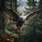 Mystical Flight: Falcon\\\'s Grace Amidst the Verdant Wilderness