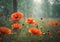 Mystical Forest Flowers: Captivating Poppies in Ethereal Haze