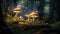 Mystical Forest Glow: Enchanted Mushrooms in Twilight Woods. Generative Ai