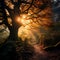 Mystical Forest in the Peak of Autumn