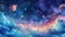 Mystical galaxy scene with vibrant clouds and shining stars.