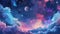 Mystical galaxy scene with vibrant clouds and shining stars.