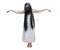 Mystical ghost woman in white shirt with long black hair