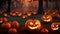 Mystical Halloween Delights Pumpkin Magic in the Spooky Background. created with Generative AI