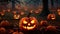 Mystical Halloween Delights Pumpkin Magic in the Spooky Background. created with Generative AI