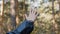 Mystical hand movements. Stock. Man passes hand mystically in air one background of forest. Movement of hand in air