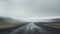 Mystical Icelandic Landscape: Foggy Roadway Leading To The Unknown