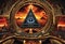 Mystical Illumination: Golden Pyramid with All-Seeing Eye Symbol