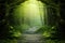 Mystical Journey A Road Through the Enchanting Dark Forest - Captivating Natural Background. created with Generative AI