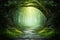 Mystical Journey A Road Through the Enchanting Dark Forest - Captivating Natural Background. created with Generative AI