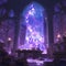 Mystical Library Archway: Stunning, Purple-Toned Fantasy Atmosphere