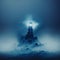 Mystical Lighthouse. A minimalist lighthouse land, generative AI