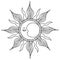 mystical logos with the sun. vector drawings for tattoo, boho design, astrology, horoscope.