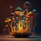 Mystical, magic mushrooms, AI generative