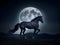Mystical Majesty: Dark Horse in the Full Moon\\\'s Glow