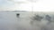 The mystical morning city of Vladivostok with houses shrouded in fog
