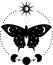 Mystical moth with sun and moon phases