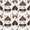 Mystical moths, magic and floral elements seamless pattern