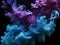 Mystical Nebula: Bright Blue and Purple Smoke on Black