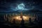Mystical Night: Druid Rituals in Ancient Celtic Stone Circles Lighted by Stars